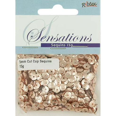 5mm Rose Gold Cut Cup Sequins